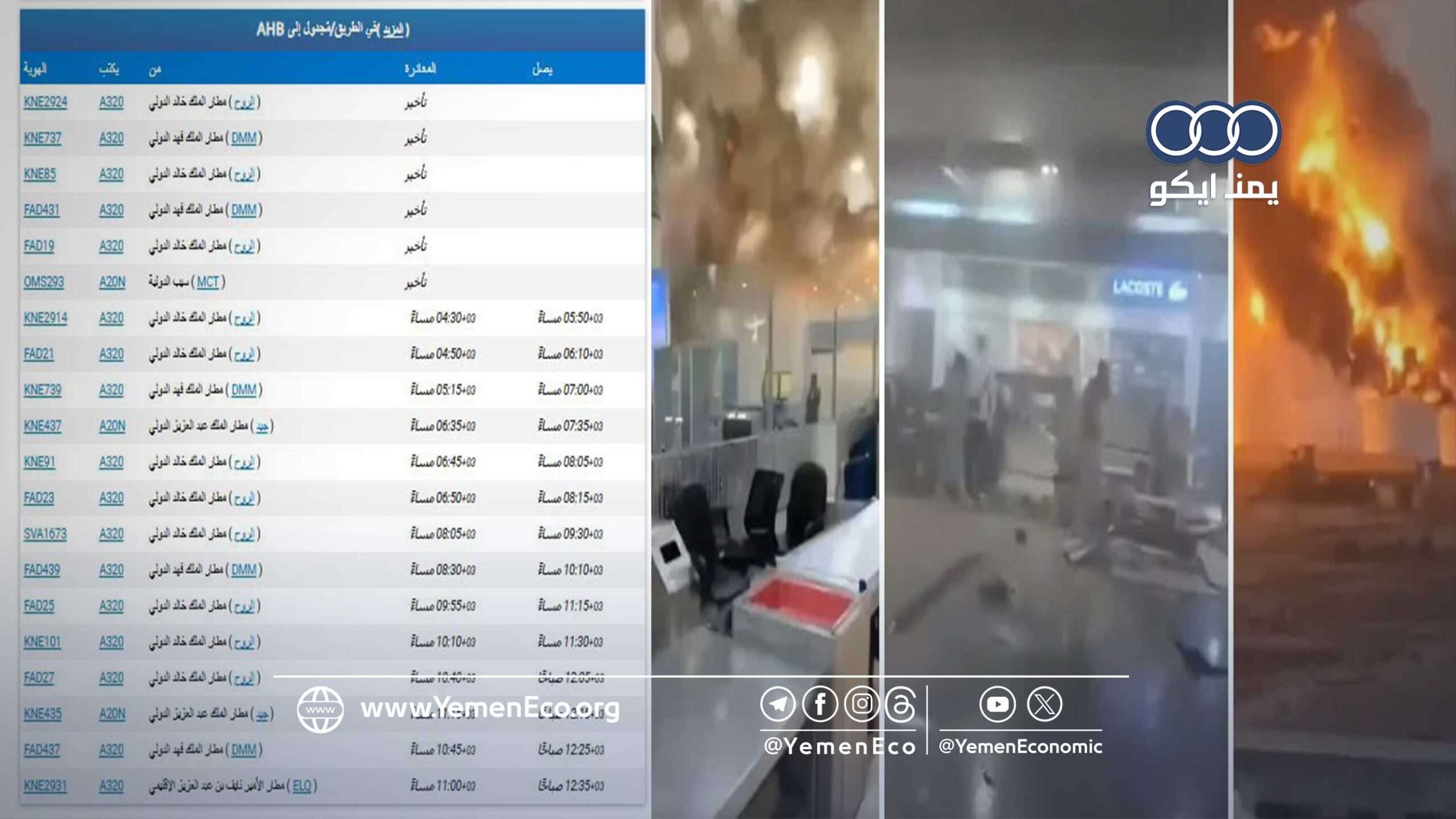 إلغاء 53 رحلة وإغلاق ثلاثة مطارات.. بيانات ملاحية تظهر شللاً تاماً بمطار أبها السعودي